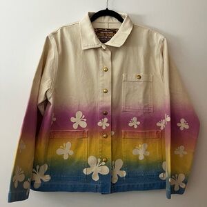 Big Bud Press Airbrush Butterflies and Rainbows Chore Coat M NWOT